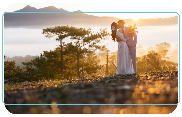 Photo de mariage prise lors de la GoldenHour